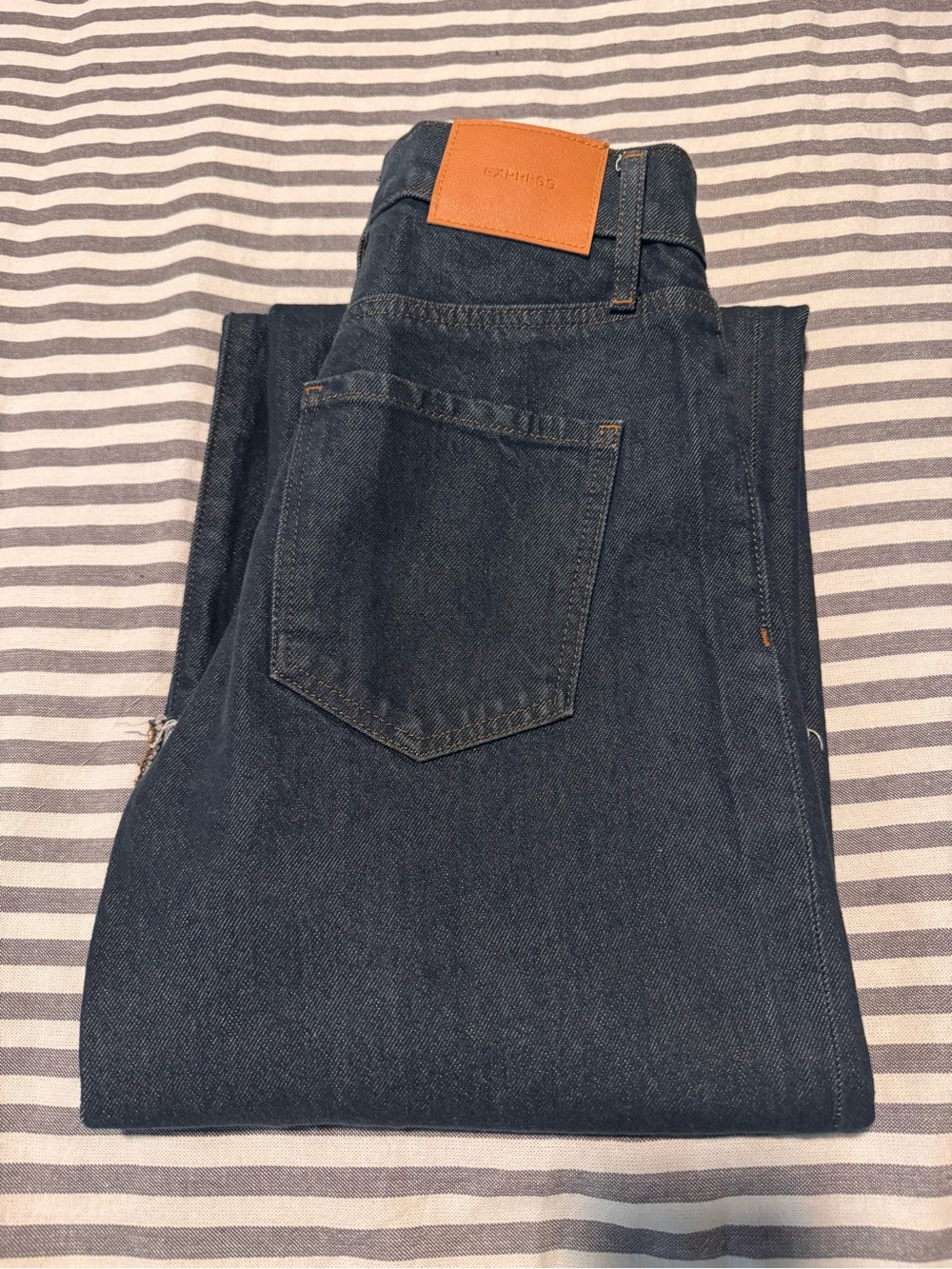 Express High Waisted Dark Wash Cuffed Wide Leg Jeans